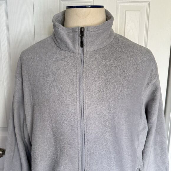 Men Fleece Sweater Jacket Gray Size 2XL Full Zip Polar - Picture 7 of 16